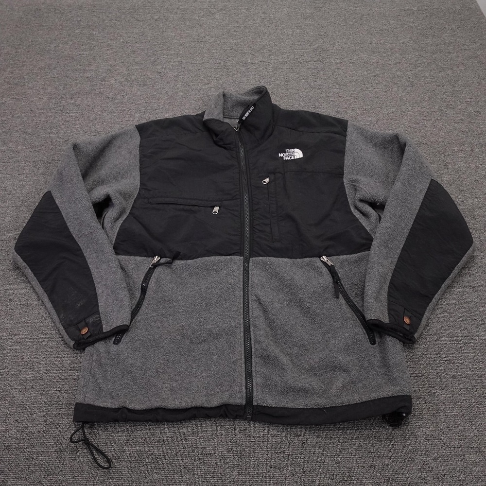 The North Face Jacket Mens Large Gray Black Denali Fleece Full Zip Pockets